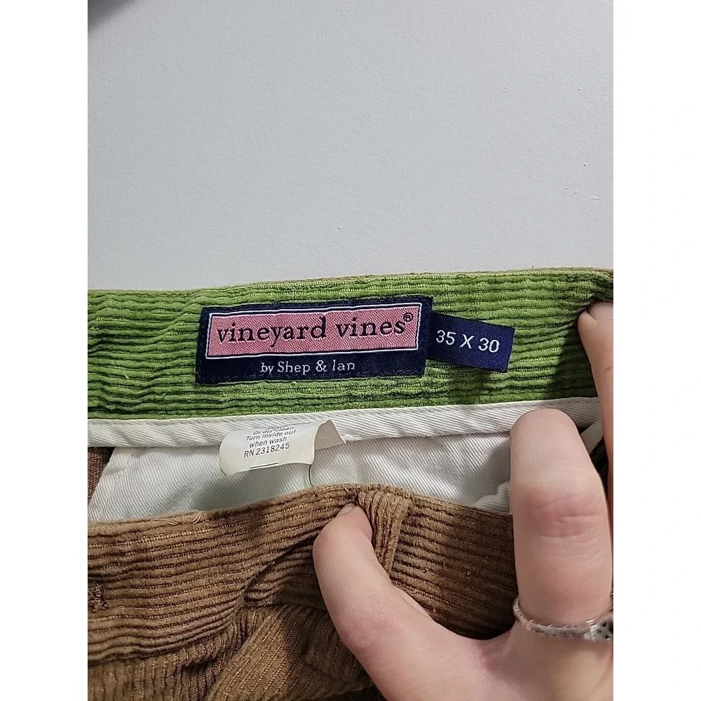 Vineyard Vines Men's Corduroy Pants Size 35x30 Dark Tan/Lt Brown Straight Leg